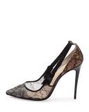 Hot Jeanbi Lace 100mm Red Sole Pump, Version Black