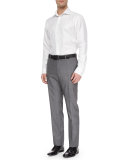 Benson Sharkskin Wool Trousers, Light Gray