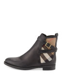 Richardson Leather & Check Bootie, Black
