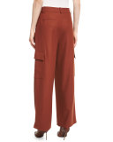 Owen Cropped Twill Wide-Leg Pants, Burnt Paprika