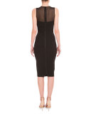 Illusion Sweetheart-Neck Sheath Dress, Black
