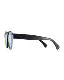 Leonard Mirrored Round Two-Tone Sunglasses, Blue/Silver
