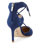 Taylor Suede Lace-Up Pump, Royal Blue