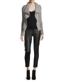 Bessie Melange Zip-Front Jacket, Beige