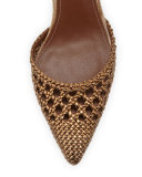 Fresia Woven Pointed-Toe Pump, Light Bronze