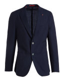 Seersucker Two-Button Sport Coat, Navy