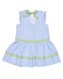 Sleeveless Gingham Seersucker Sundress w/ Bag, Blue, Size 2T-6