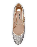 Decollete Glitter Jewel-Heel Pump, Argento/Pirite