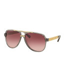 Gradient Metal-Arm Aviator Sunglasses