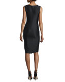 Sleeveless Mikado Sheath Dress, Black