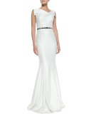Asymmetric-Neck Mermaid Gown