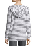 Organic Slub Striped Hooded Cardigan 