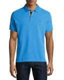 Short-Sleeve Oxford Polo Shirt, Slate Blue