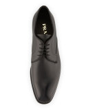 Saffiano Leather Lace-Up Oxford, Black