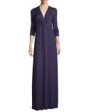 Rosemarie Twisted Long-Sleeve Maxi Dress, Nightfall