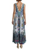 Embellished Crepe V-Neck Maxi Coverup Dress, Maasai Mosh