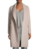 Shawl-Collar Wool-Blend Cocoon Coat, Beige