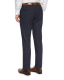 Genesis Grid Flat-Front Trousers, Navy