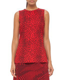 Cheetah-Print Wool Top, Pomegranate