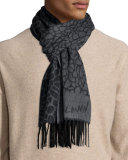 Printed Cashmere Scarf, Gray