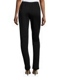 Flat-Knit Wool Slim-Leg Pants, Black 