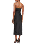 Strapless Draped Cocktail Dress, Black