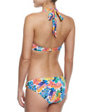Santorini Banana-Leaf Printed Halter Swim Top