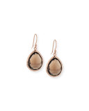 Rose Teardrop Earrings, Smoky Quartz