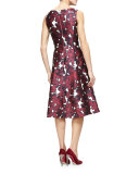 V-Neck Floral-Print Fit-&-Flare Dress, Bordeaux