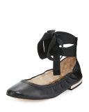 Fallon Lace-Up Ballerina Flat, Black