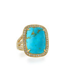 Natural Arizona Turquoise Ring with Diamonds, Size 7