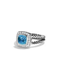 Petite Albion Ring with Blue Topaz and Diamonds