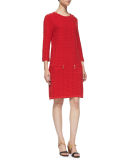 Sand-Stitched Zip-Pocket Shift Dress