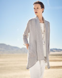 Sleeveless Gauze Long Tank, White, Plus Size