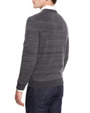 Cashmere-Cotton Athletic Crewneck Sweater, Derby Gray/Gray