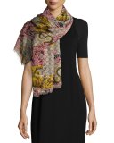 Voile Bengal GG Square Scarf, Rope/Pink