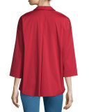 Analeigh Bracelet-Sleeve Blouse, Red Rock