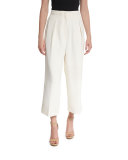 Billie Pleated Crepe Culottes, Ivory