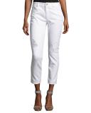 Izzy Distressed Skinny Cropped Jeans, White