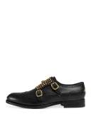Queercore Brogue Monk Shoe, Black