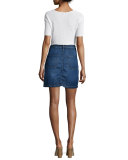 Crochet Lace-Up Top, Blanc