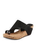 Gille Asymmetric Wedge Slide Sandal, Black