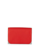 Prisma Leather Double Biker Clutch Bag, Red