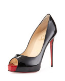 New Very Prive Patent Red Sole Pump, Black/Red