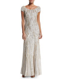 Cap-Sleeve Embellished Gown, Lunar