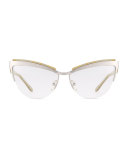 Berlin Cat-Eye Optical Frames, Silver/Gold