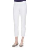 Washable Stretch-Crepe Ankle Pants, White