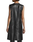 Faye Laser-Cut Leather Long Vest