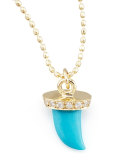 Small Diamond & Turquoise Horn Necklace