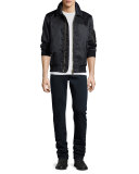Straight-Fit Clean Wash Stretch Jeans, Dark Indigo